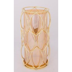 Κηροπήγιο γυαλί/μέταλλο χρυσό/μελί 13,5x28εκ.