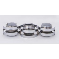 Κηροπήγιο 3 θέσεων γυαλί/μέταλλο ασημί 33,5x10x8εκ.