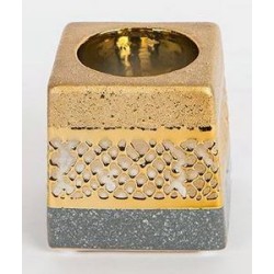 Κηροπήγιο κεραμικό χρυσό/γκρι 10x10x10εκ.