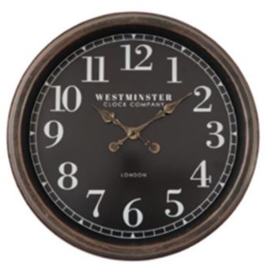 Ρολόι τοίχου πλαστικό λευκό/καφέ αντικέ 50,6x5,5εκ.