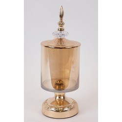 Φοντανιέρα με πόδι μέταλλο/γυαλί χρυσό 12x34εκ.