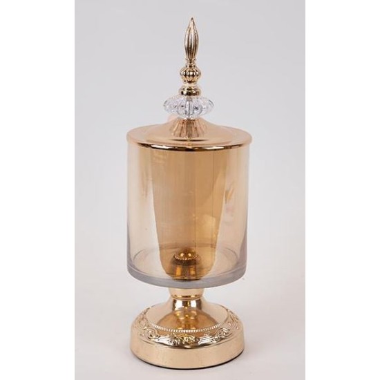 Φοντανιέρα με πόδι μέταλλο/γυαλί χρυσό 12x36εκ.