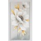 Πίνακας σε καμβά λευκό/χρυσό λουλούδι 60x90x3εκ.