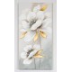 Πίνακας σε καμβά λευκό/χρυσό λουλούδια 60x90x3εκ.