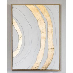 Πίνακας σε καμβά λευκό/χρυσό καμπύλη 52x72x4,5εκ.