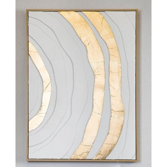 Πίνακας σε καμβά λευκό/χρυσό καμπύλη 52x72x4,5εκ.
