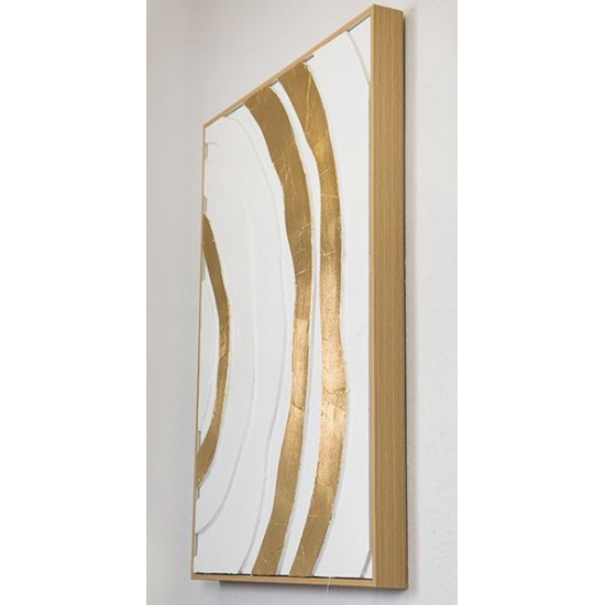 Πίνακας σε καμβά λευκό/χρυσό καμπύλη 52x72x4,5εκ.