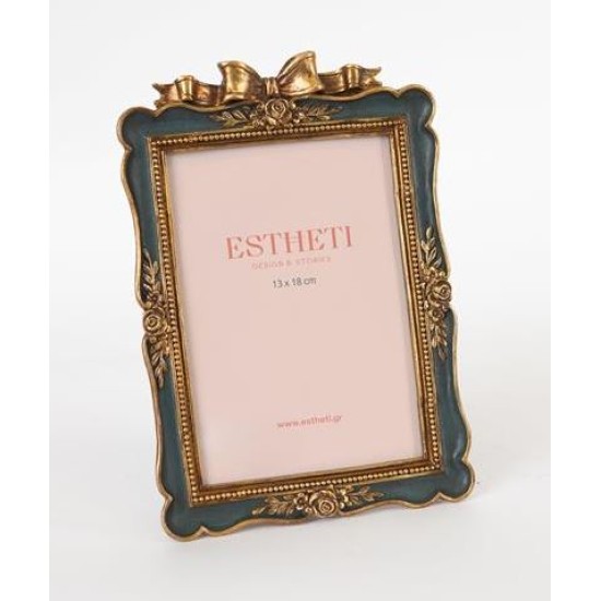 Κορνίζα polyresin χρυσό/πράσινο 13x18εκ.