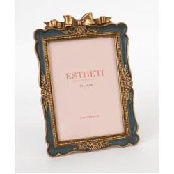 Κορνίζα polyresin χρυσό/πράσινο 10x15εκ.