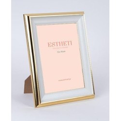 Κορνίζα πλαστική λευκό/χρυσό 13x18εκ.