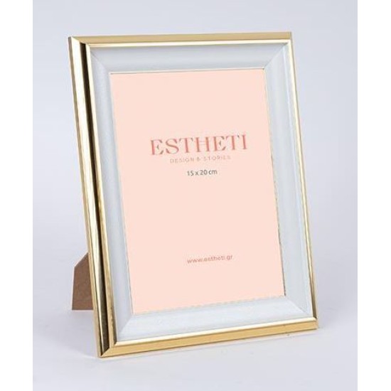 Κορνίζα πλαστική λευκό/χρυσό 15x20εκ.