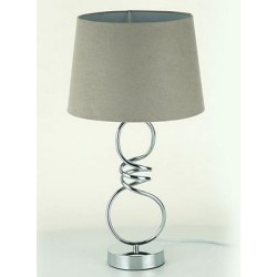 Φωτιστικό επιτραπέζιο μεταλλικό ασημί με γκρι καπέλο 30x56εκ.