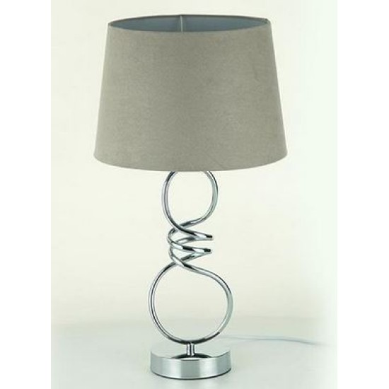 Φωτιστικό επιτραπέζιο μεταλλικό ασημί με γκρι καπέλο 30x56εκ.