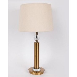 Φωτιστικό επιτραπέζιο μέταλλο/γυαλί χρυσό με μπεζ καπέλο 33x64εκ.