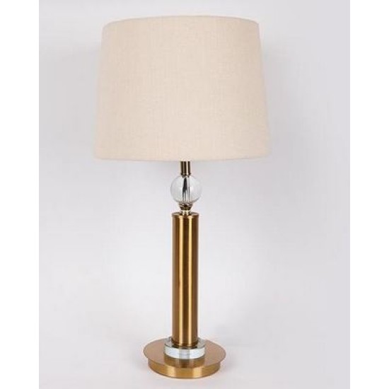 Φωτιστικό επιτραπέζιο μέταλλο/γυαλί χρυσό με μπεζ καπέλο 33x64εκ.