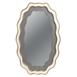 Καθρέπτης τοίχου ξύλινος λευκό/χρυσό/γκρι 50x2,5x80εκ.
