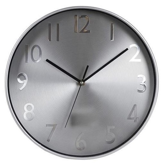 Ρολόι τοίχου πλαστικό ασημί 30x4,2εκ.