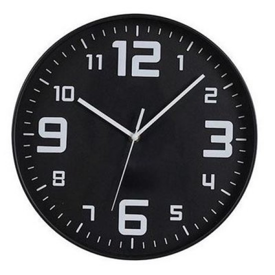 Ρολόι τοίχου πλαστικό μαύρο/λευκό 30x4,2εκ.