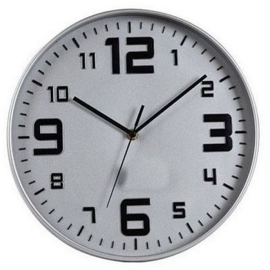 Ρολόι τοίχου πλαστικό ασημί/μαύρο 30x4,2εκ.