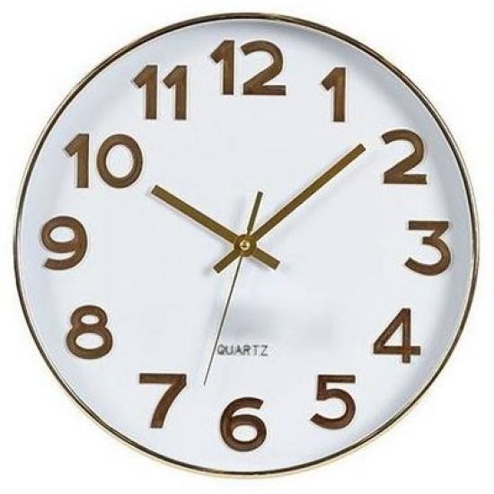 Ρολόι τοίχου πλαστικό χρυσό/λευκό 30x4,2εκ.