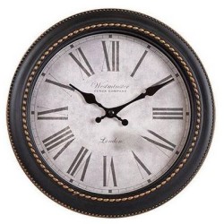 Ρολόι τοίχου πλαστικό αντικέ μαύρο/χρυσό/λευκό 27x4,5εκ.