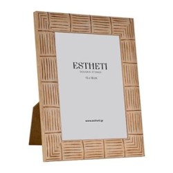 Κορνίζα πλαστική μπεζ με γραμμές 13x18εκ.
