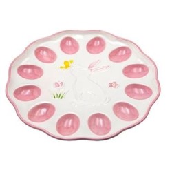 Διακοσμητικός πασχαλινός δίσκος κεραμικός για αυγά 25,7x2,2εκ.