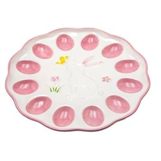 Διακοσμητικός πασχαλινός δίσκος κεραμικός για αυγά 25,7x2,2εκ.