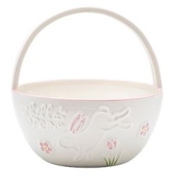 Διακοσμητικό πασχαλινό καλάθι κεραμικό λευκό/ροζ 19,4x19,5x20,2εκ.