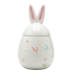Διακοσμητική πασχαλινή μπισκοτιέρα κεραμική λαγός 15,9x16,2x28εκ.