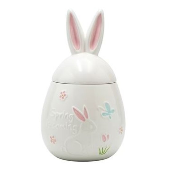 Διακοσμητική πασχαλινή μπισκοτιέρα κεραμική λαγός 15,9x16,2x28εκ.