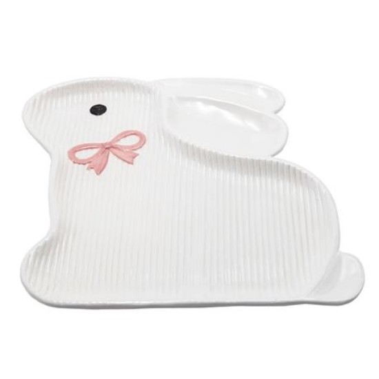 Διακοσμητικό πασχαλινό πιάτο κεραμικό λαγός 26,8x25,2x2,4εκ.