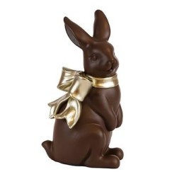 Διακοσμητικός πασχαλινός λαγός polyresin καφέ/χρυσό 11,5x10x20,5εκ.