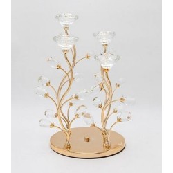 Κηροπήγιο-ρεσώ 4 θέσεων μέταλλο/γυαλί χρυσό 20x34εκ.