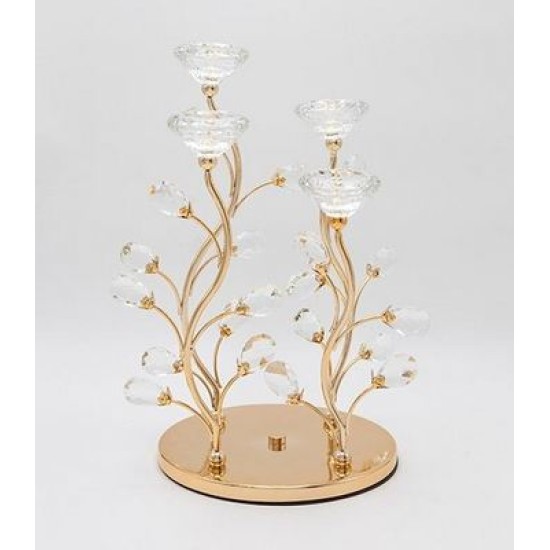 Κηροπήγιο-ρεσώ 4 θέσεων μέταλλο/γυαλί χρυσό 20x34εκ.