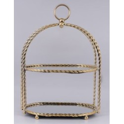 Ορντεβιέρα μεταλλική με καθρέπτη χρυσή 2όροφη 22x32x45εκ.