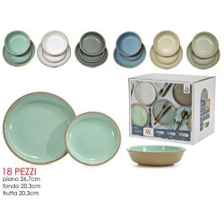 Σετ φαγητού 18 τεμαχίων πορσελάνης 6 χρώματα Kalamata Mix