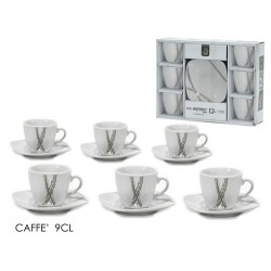 Σετ 6 φλυτζάνια καφέ με πιατάκια πορσελάνης 90ml Abstract Grey