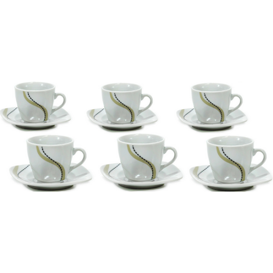 Σετ 6 φλυτζάνια καφέ με πιατάκια πορσελάνης 9cl Flexy