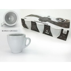 Σετ 6 φλυτζάνια καφέ πορσελάνης λευκά 9cl