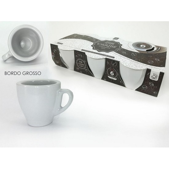 Σετ 6 φλυτζάνια καφέ πορσελάνης λευκά 9cl