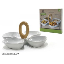 Ορντεβιέρα 4 θέσεων πορσελάνη/ξύλο 28x28x13εκ.