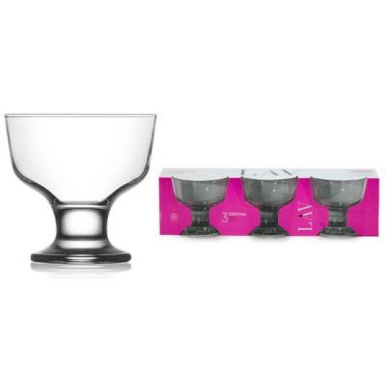 Σετ 3 μπωλ παγωτού με πόδι γυάλινα 285cc Destina