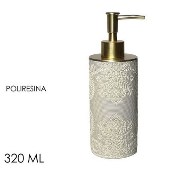 Δοχείο για κρεμοσάπουνο polyresin λευκό/κρεμ/χρυσό 320ml