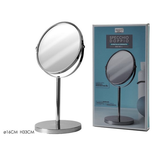 Καθρέπτης διπλής όψης επιτραπέζιος με πόδι μεταλλικός 16x33εκ.