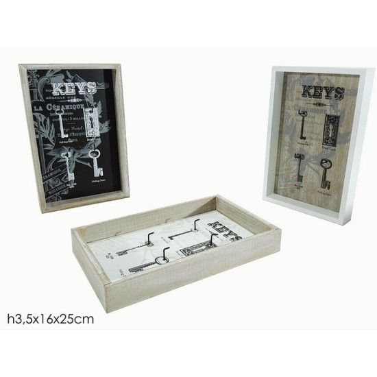 Κλειδοθήκη ξύλινη 4 θέσεων ανοιχτή 25x16x3,5εκ.