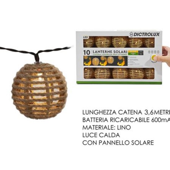 Σετ 10 φωτιστικά εξωτερικού χώρου 10μ. με ηλιακό συλλέκτη