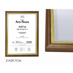 Κορνίζα επιτοίχια ξύλινη καφέ/χρυσό 21x29,7εκ.