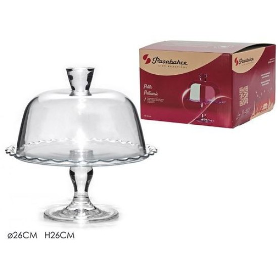 Τουρτιέρα γυάλινη με πόδι 26x26εκ.