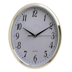 Ρολόι τοίχου πλαστικό οβάλ λευκό/ασημί 27x5x33εκ.